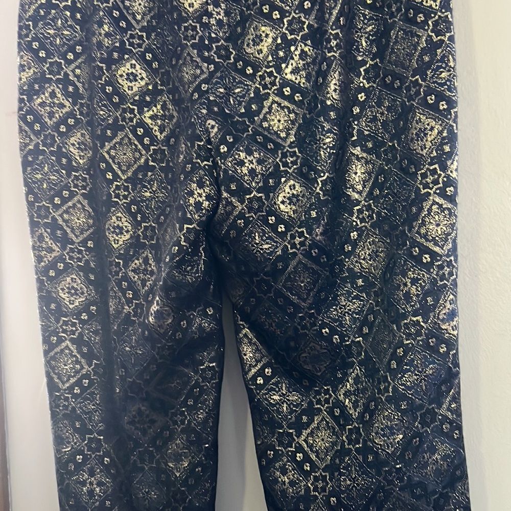 Lafayette 148 Black Gold Metallic Design Trousers Size 4 - Picture 6 of 8